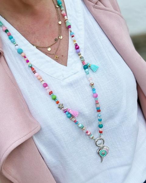 Sunshine 88 SilverShiny, lange Edelstein Wechselkette